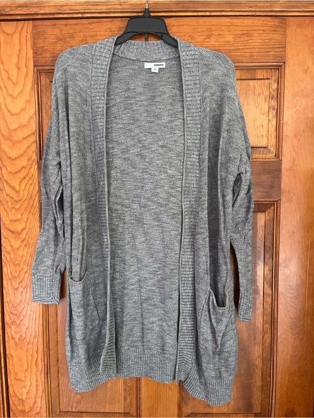 Sonoma Light Gray Open-Front Cardigan with Pockets
